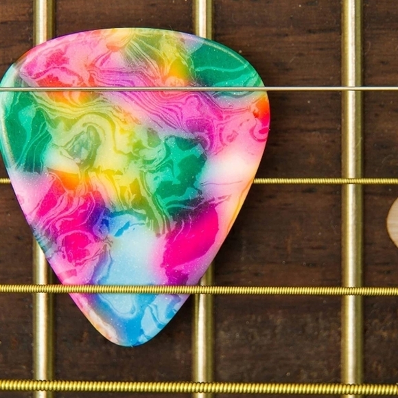 NEW Handmade Colorful Favorite Band Guitar Pick Gold Drop Hook Earrings - Picture 3 of 8